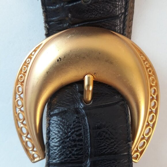 Belts by Simon Black Alligator Print Leather Belt M Glam Dressy Work - Picture 2 of 15